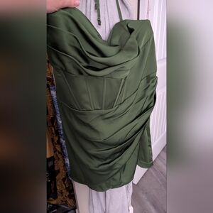 Azazie Nellie Corset Mini Dress In Olive NWT US22